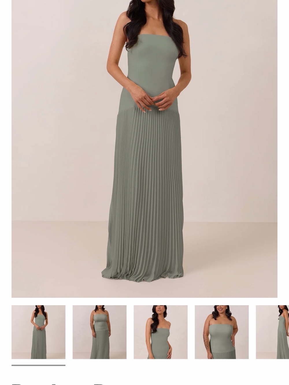 Park & Fifth Strapless Pleated Maxi Dress in Sage